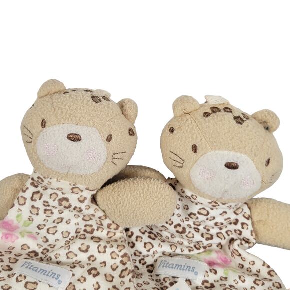 Vitamins Baby Leopard Lovey Plush Toy 8" Floral Cheetah Print 2011 Security Cat - Picture 7 of 11
